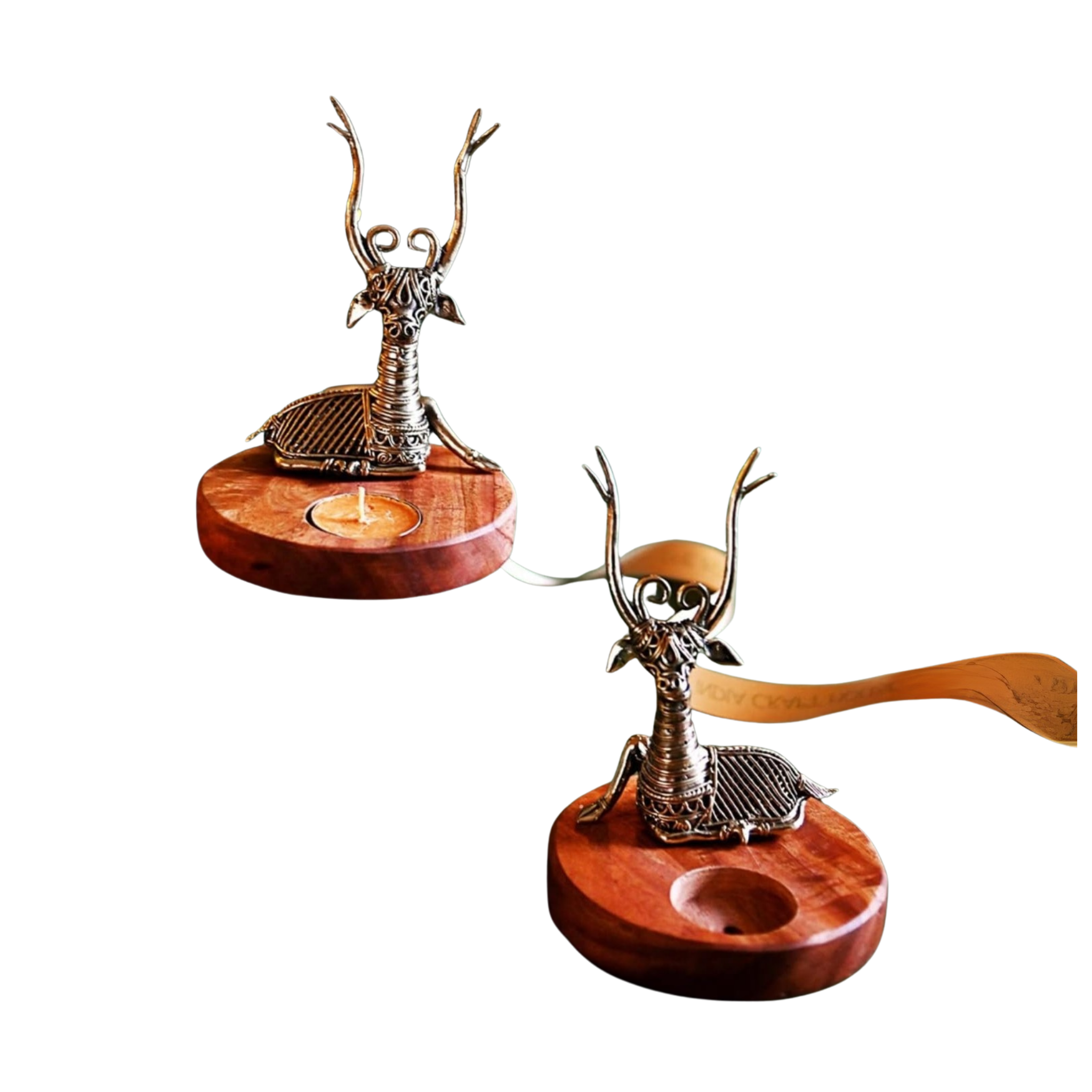 Handmade Dhokra Deer Tealight Holder – Bastar Tribal Art