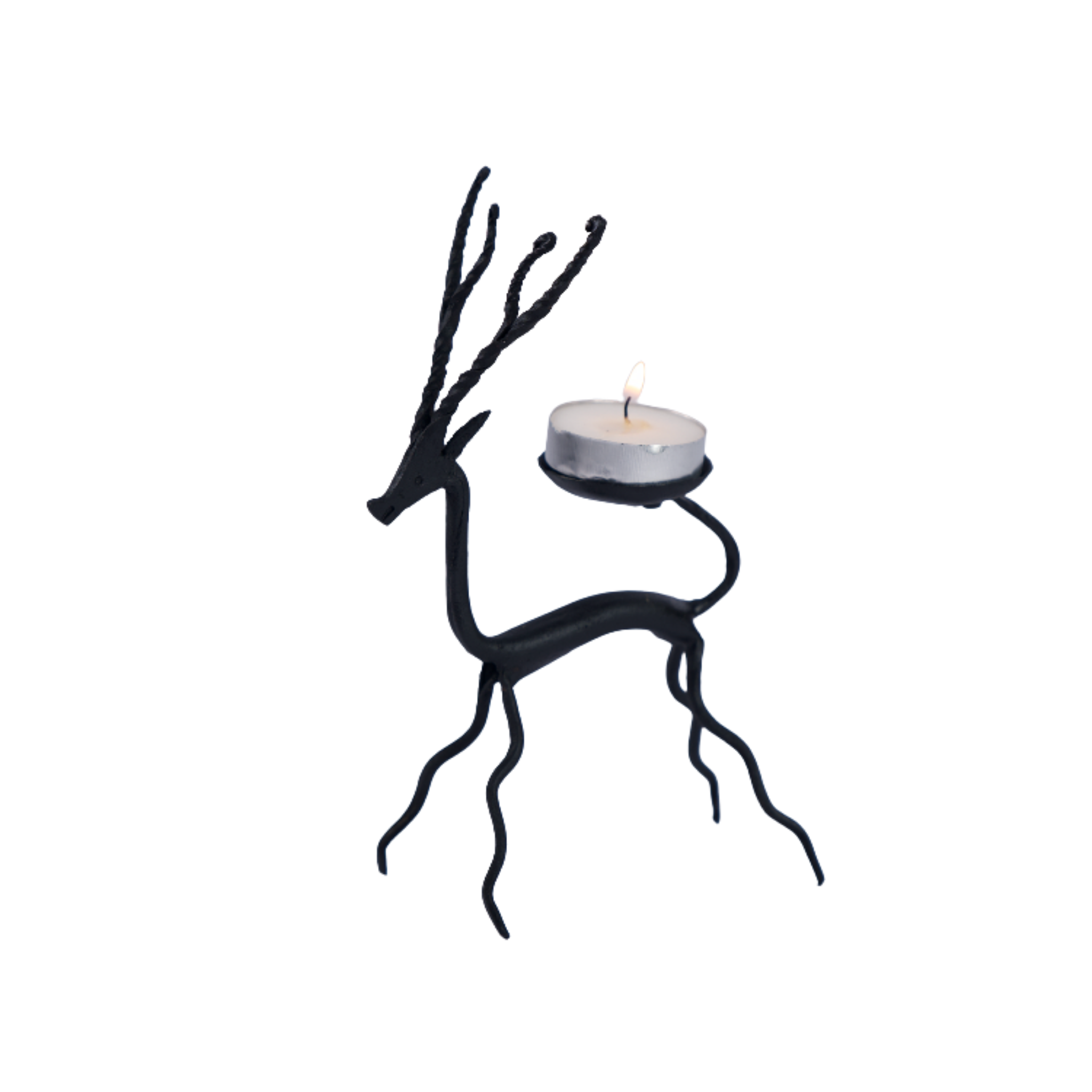 Handmade Bastar Wrought Iron Deer Tealight Holder – Tribal Art from Chhattisgarh