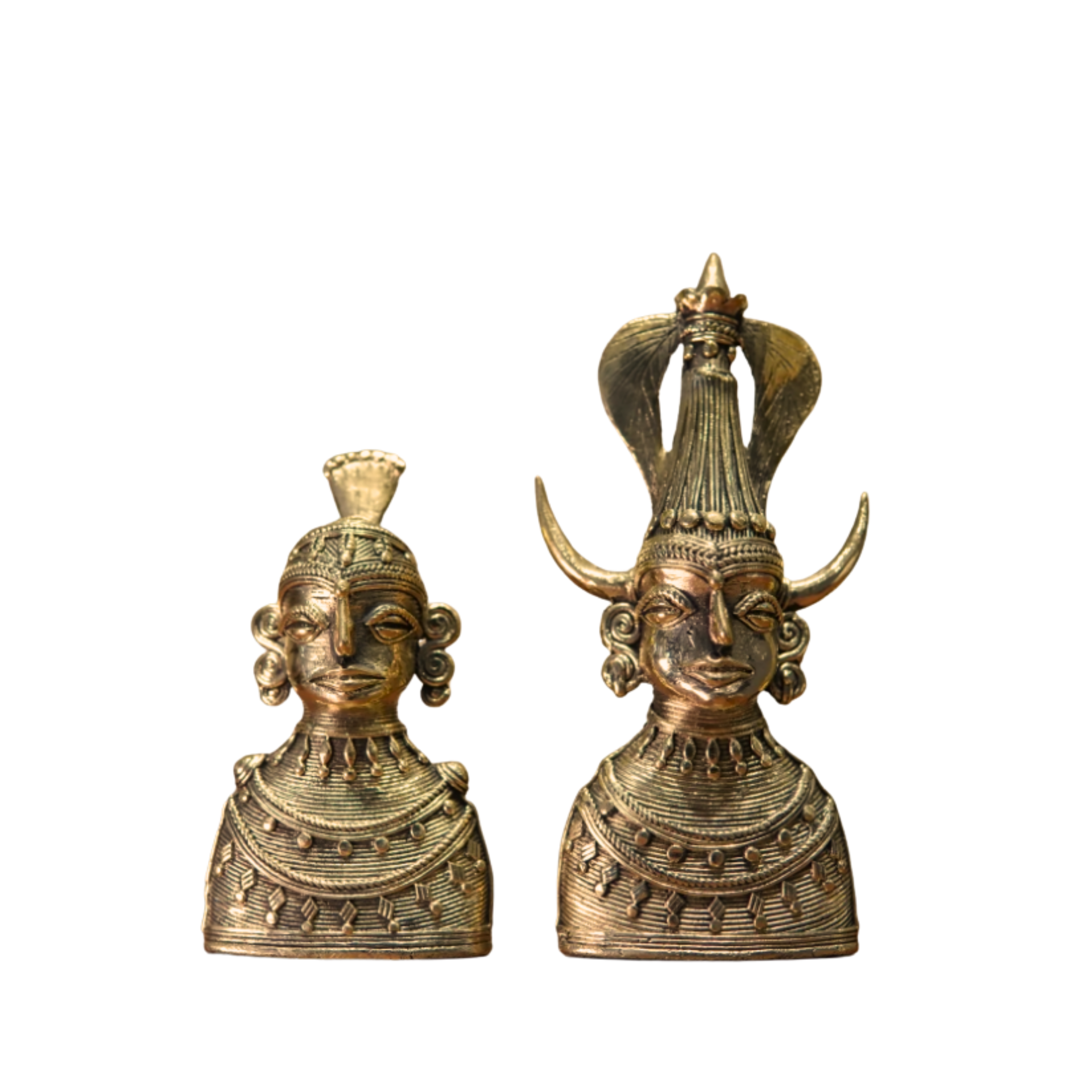 Handmade Dhokra Tribal Bust Figurines (Set of 2) – Bastar Handicraft