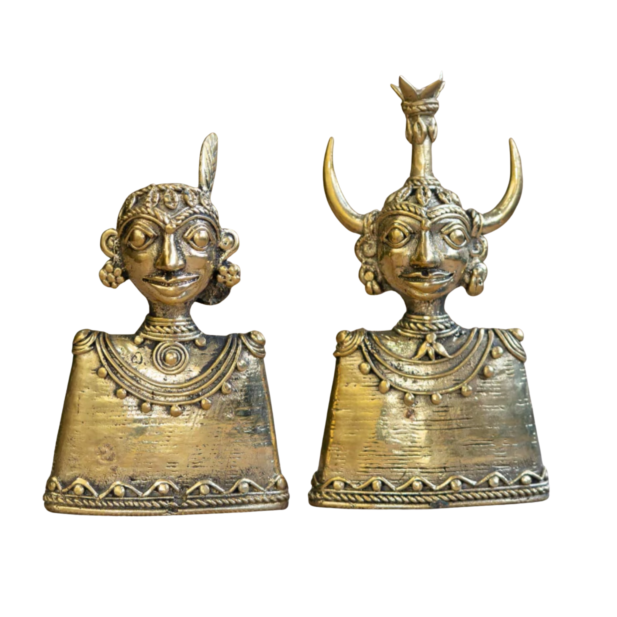 Authentic Bastar Dhokra Tribal Deity Figurines - Handmade Brass Art