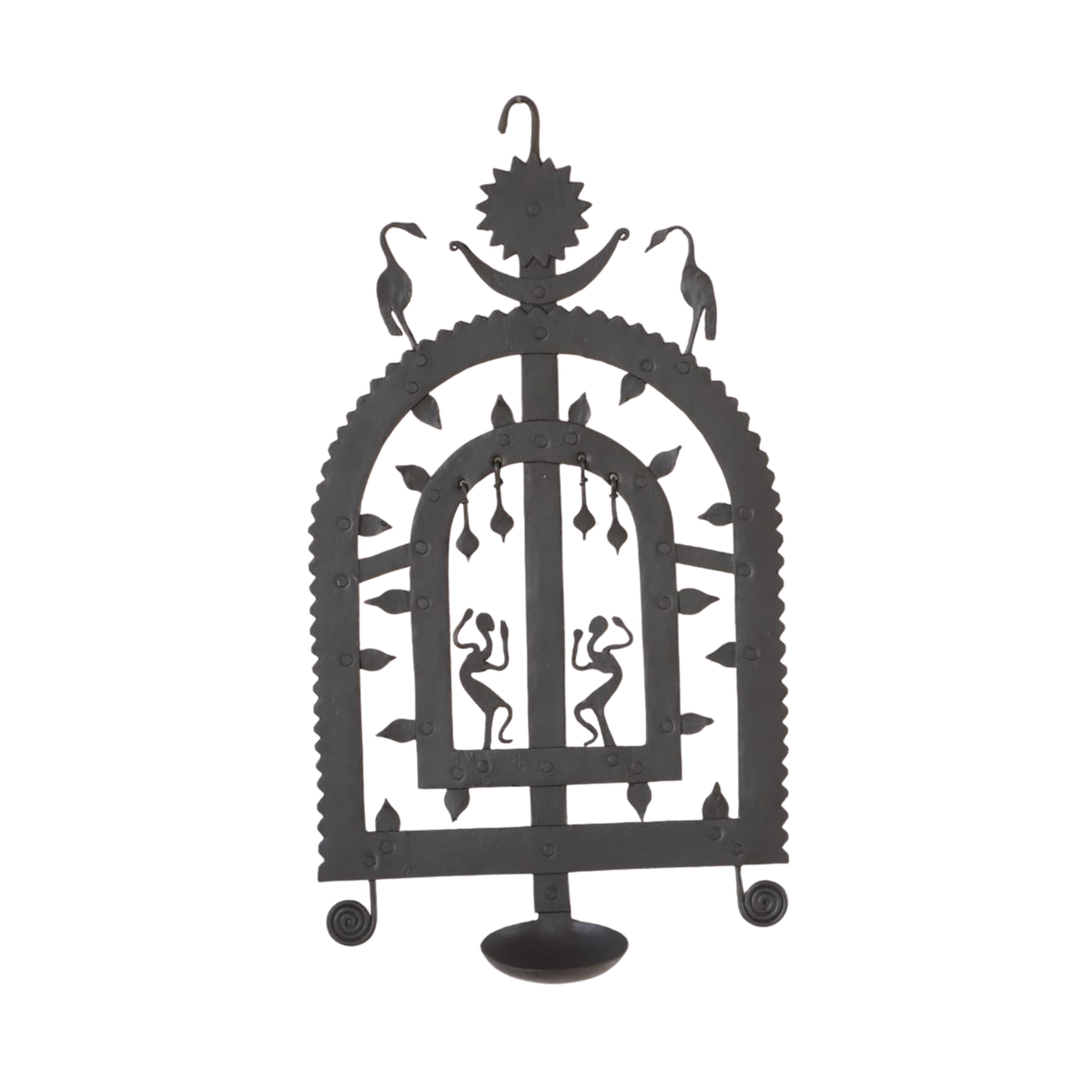 Wrought Iron Diya Wall Frame – Design 2 – Bastar Arts