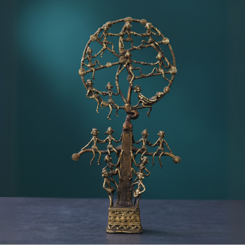 Bastar Dhokra Karma Tree of Life - Handcrafted Brass Tribal Unity Sculpture