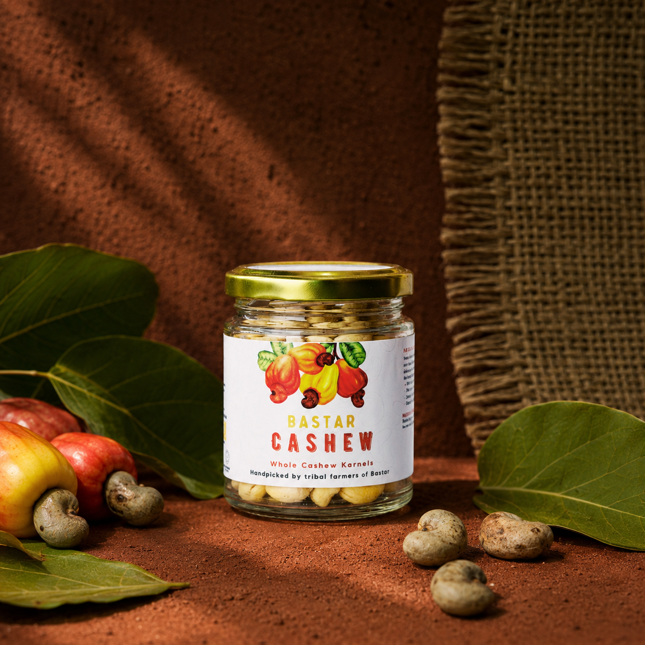 Bastar Cashew jar in a forest-produce inspired setting