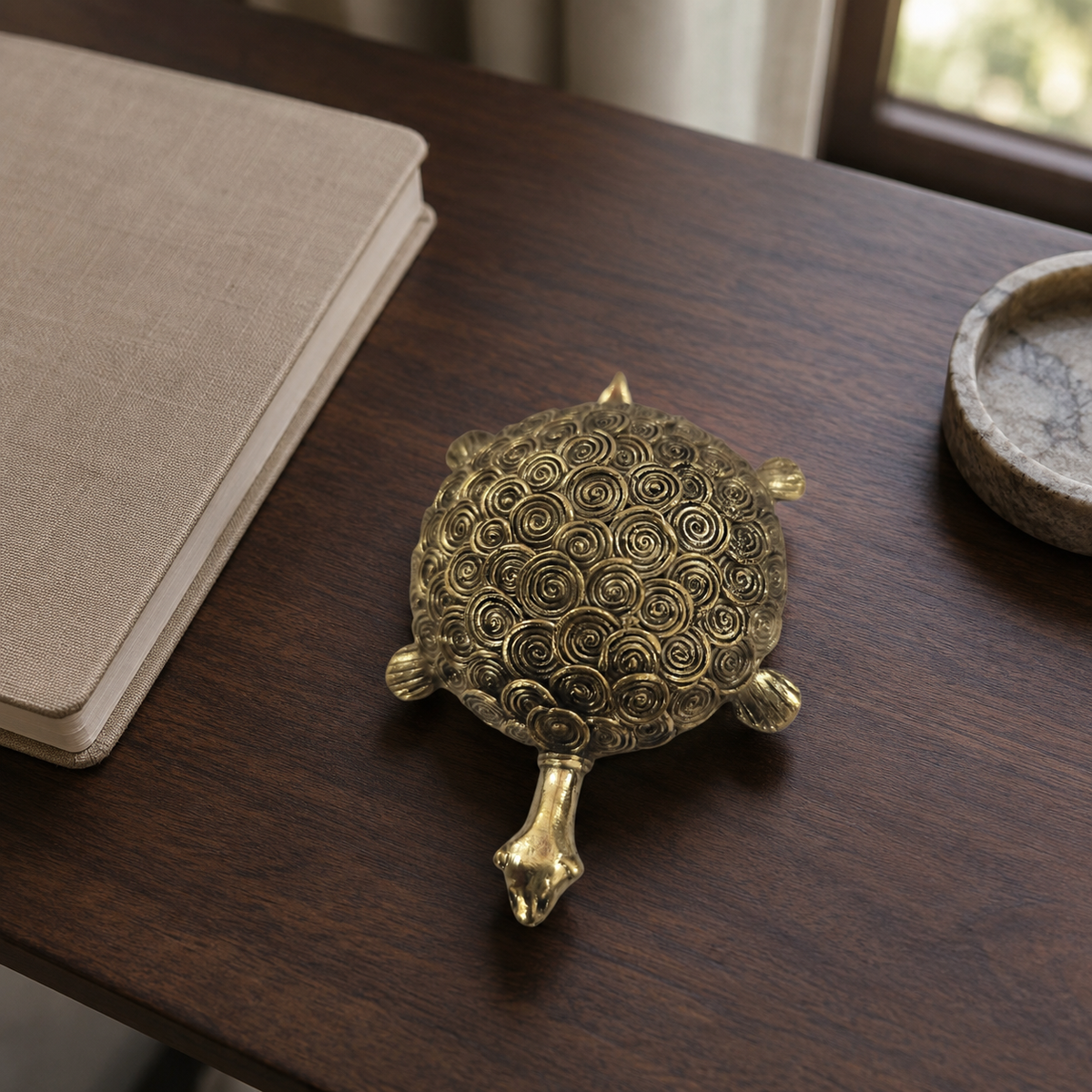 Dhokra Designer Round Turtle styled as a brass desk accent
