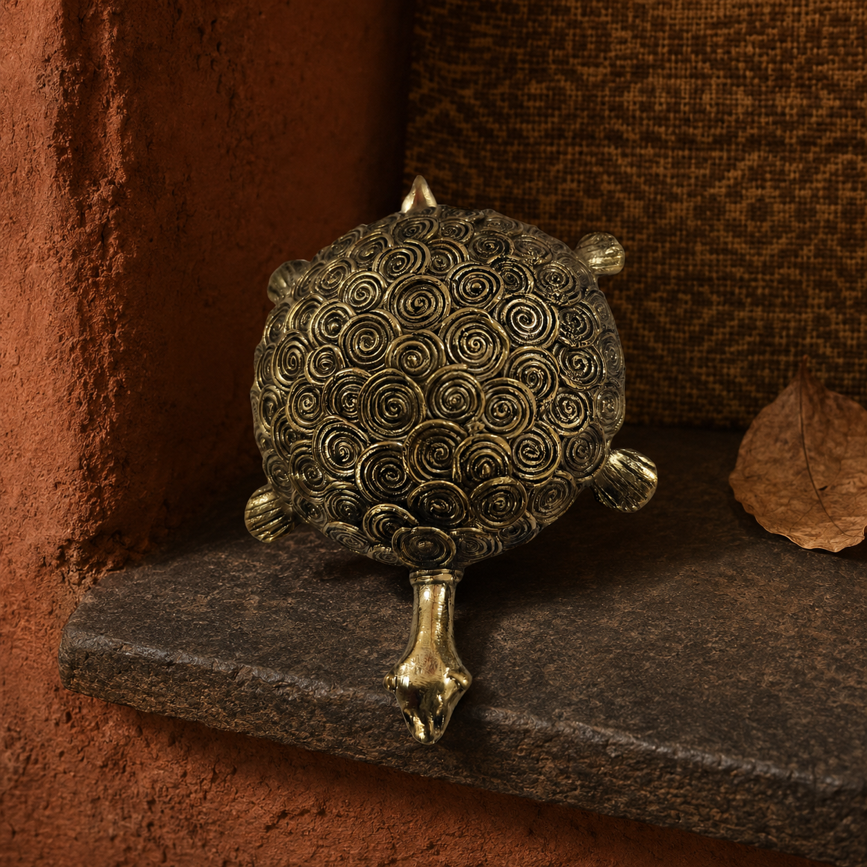 Dhokra Designer Round Turtle in an earthy Bastar craft-inspired setting