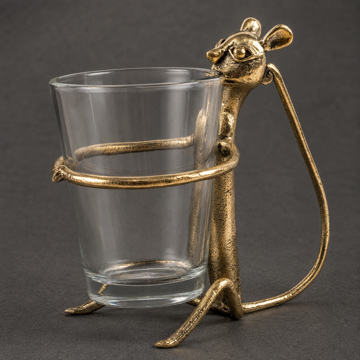 Detailed Dhokra monkey cup holder showing cast features, arms, feet and long tail