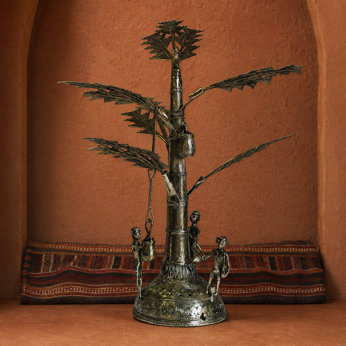 Dhokra Salfi Tree sculpture in an earthy Bastar-inspired editorial setting