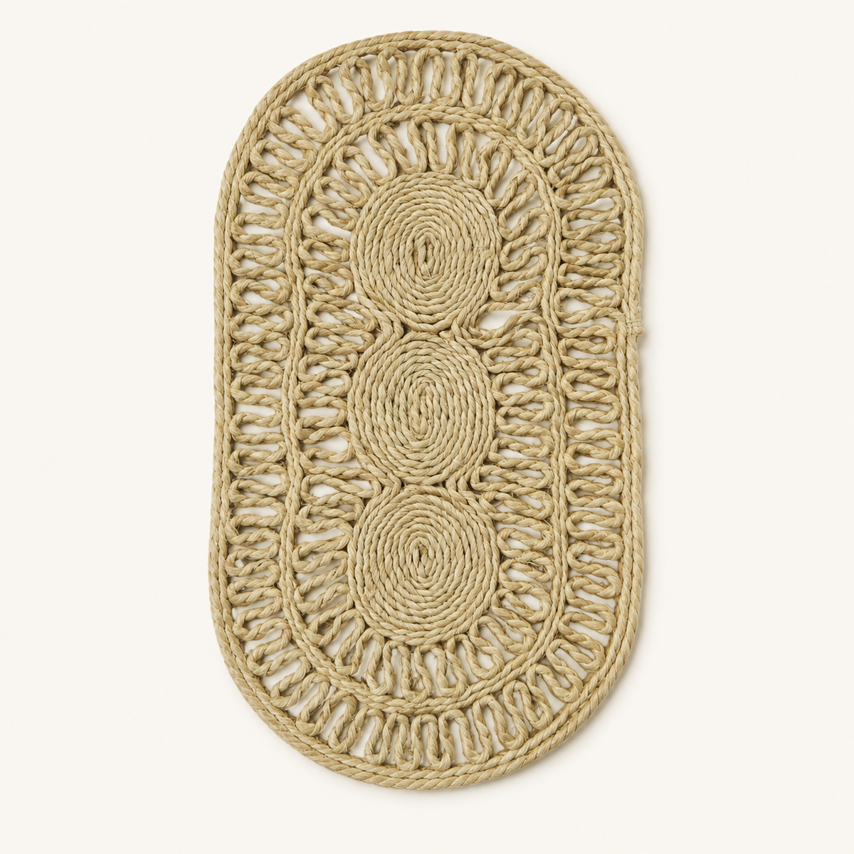 Sisal Table Mat Design 3 shown from above on a clean warm white background