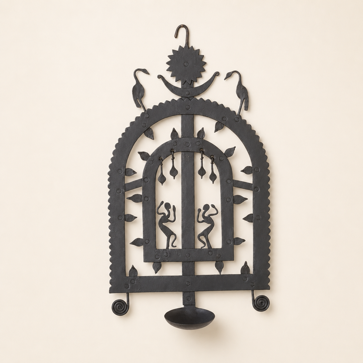Bastar wrought iron diya wall frame Design 2 in a clean catalogue view