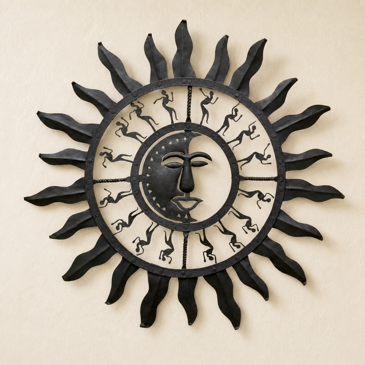 Bastar wrought iron Sun Wall Decor shown front-facing on a warm ivory catalogue background